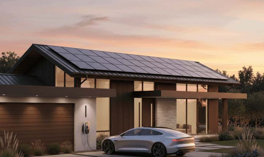 Ladestation für Elektrofahrzeuge mit Solarstrom – Haus mit Wallbox und Photovoltaikanlage